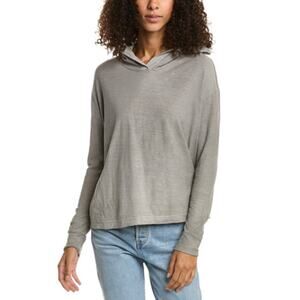 JAMES PERSE Women's Reverse Slub Hoodie In Grey Size 1 Lightweight Casual Hooded